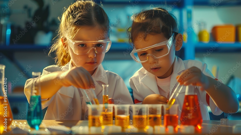 Education and Science Concept with Children Exploring Chemistry – STEM Learning Inspiration Education and Science Concept with Children Exploring Chemistry – STEM Learning Inspiration