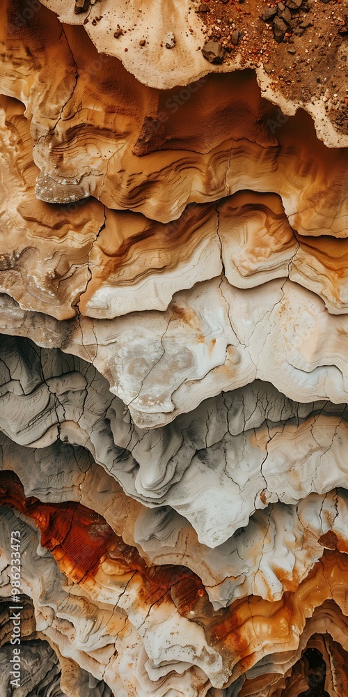 Layered Rock Formation With Wavy Lines Layered Rock Formation With Wavy Lines