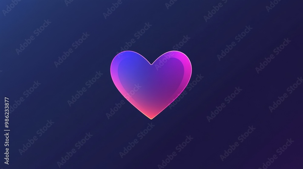 A heart with purple and blue colors is on a blue background A heart with purple and blue colors is on a blue background
