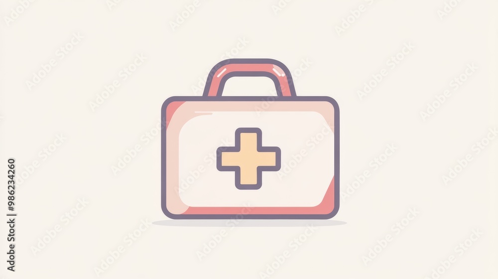 A red and white medical kit with a cross on it A red and white medical kit with a cross on it