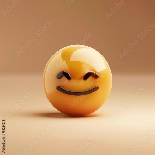 A cheerful smiley face emoticon, radiating happiness with its bright smile and joyful expression, perfect for conveying positivity in digital communication photo