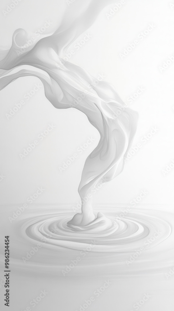 Fototapeta premium A white liquid is pouring out of a container and splashing into a circular pool