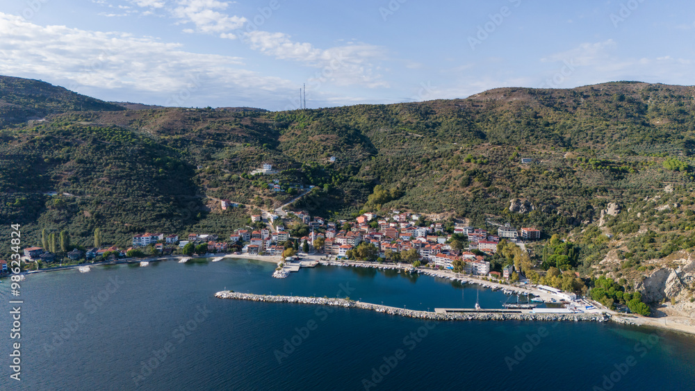 Asmali Village view from sea in Marmara Island of Turkey. Aerial view of Marmara island Cinarli , Turkey. Marmara island view from sea in Turkey. Asmali Village view from sea in Marmara Island of Turkey. Aerial view of Marmara island Cinarli , Turkey. Marmara island view from sea in Turkey.