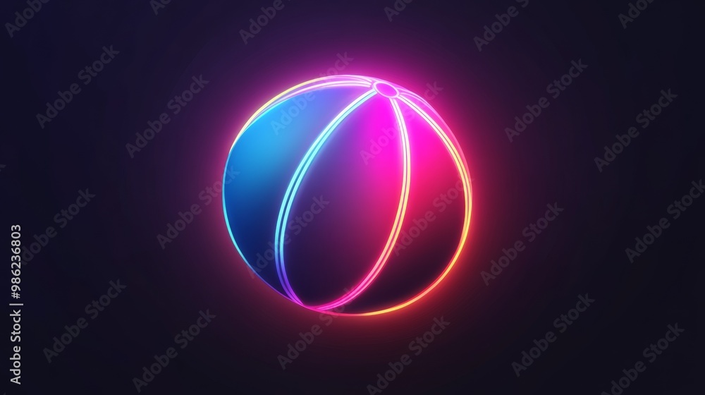 A neon colored ball with a neon blue center and neon pink and purple rims A neon colored ball with a neon blue center and neon pink and purple rims