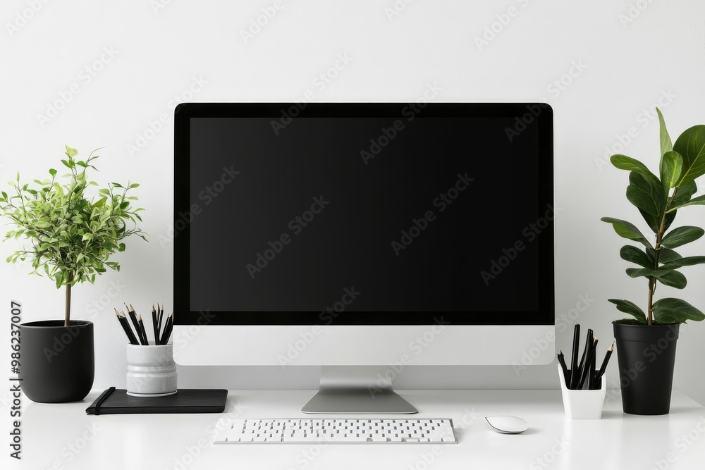 Modern workspace template mock up background with generative ai Modern workspace template mock up background with generative ai
