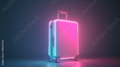 A suitcase with neon lights on it