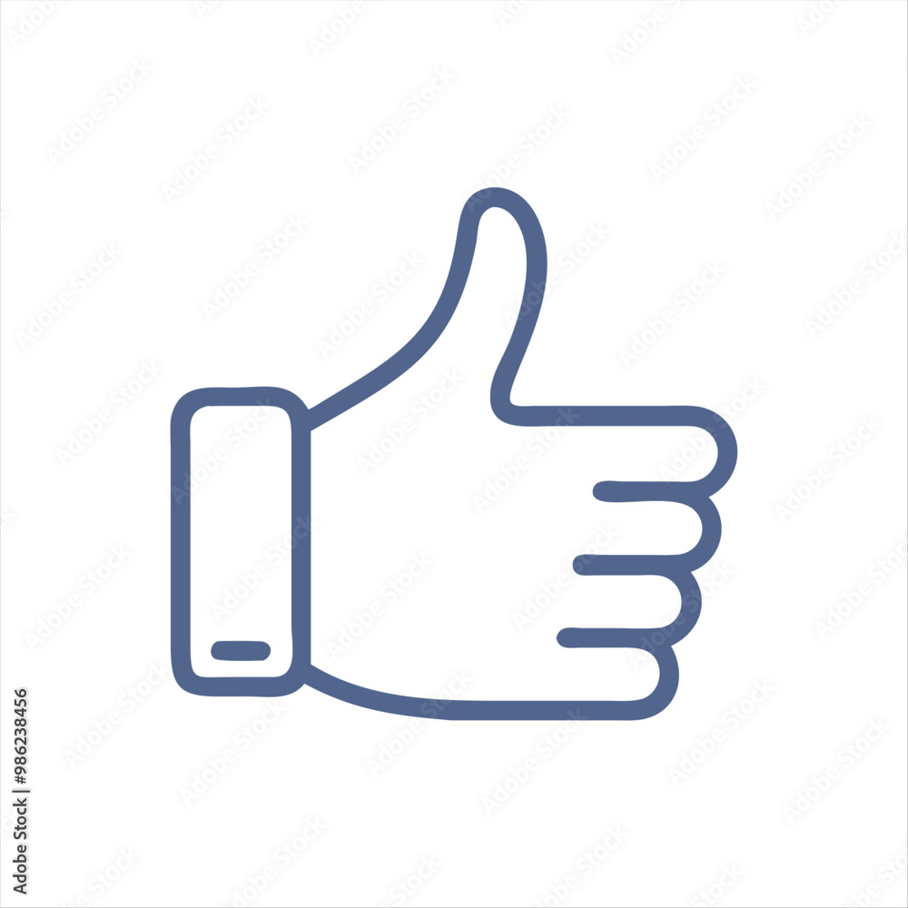 Thumbs Up Icon Vector Approval and Like Symbol Blue Outline Hand Gesture Social Media Like Icon Positive Feedback Illustration Thumbs Up Icon Vector Approval and Like Symbol Blue Outline Hand Gesture Social Media Like Icon Positive Feedback Illustration