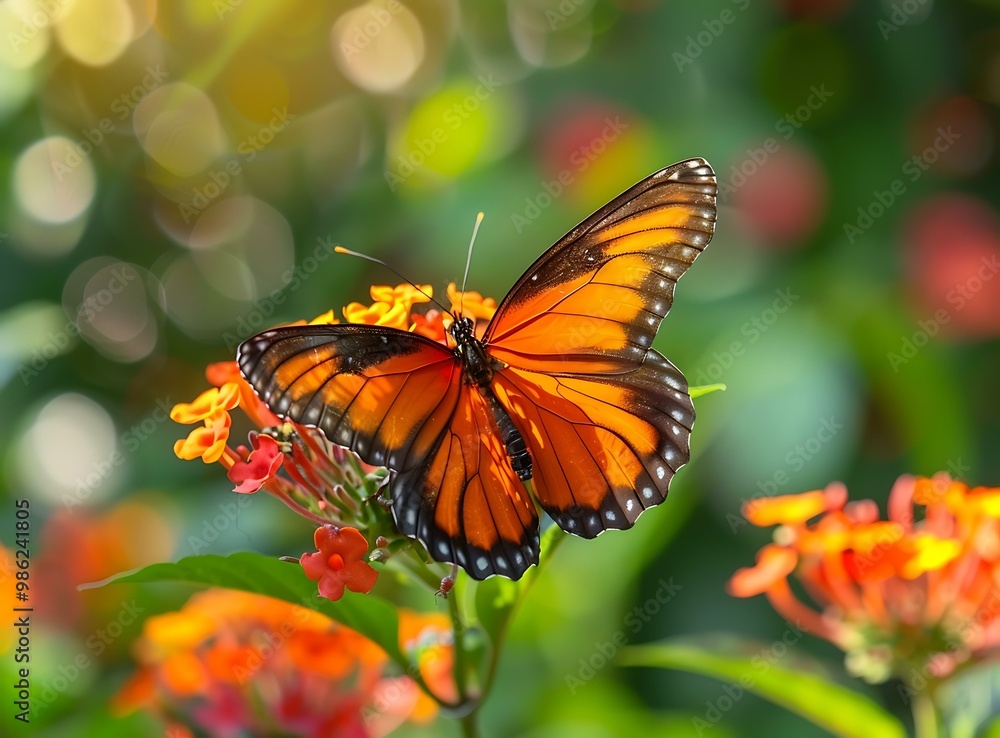 Orange Butterfly On Flower Orange Butterfly On Flower