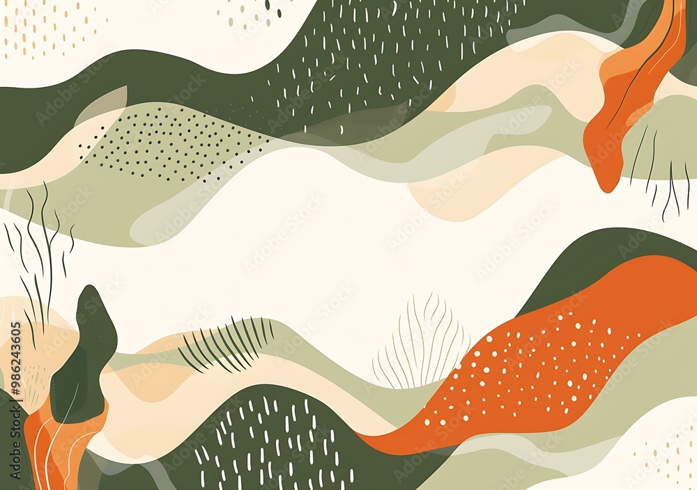 Abstract Green Orange Brown White Shapes Pattern Background Abstract Green Orange Brown White Shapes Pattern Background