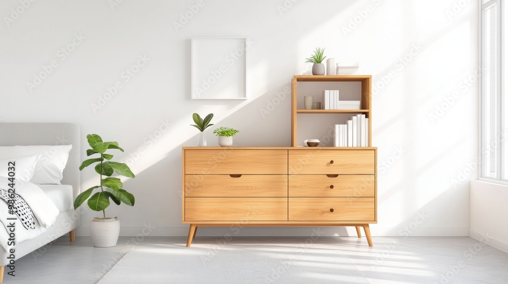 Modern Light Wood Sideboard in Minimalist Room Modern Light Wood Sideboard in Minimalist Room