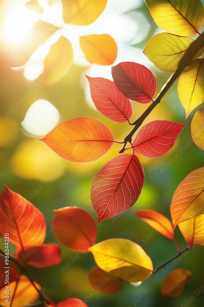 Colorful autumn leaves with sunlight shining through Colorful autumn leaves with sunlight shining through