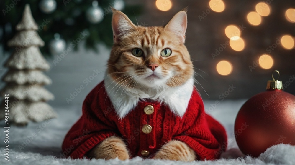 image of a cat dressed in a festive Christmas costume image of a cat dressed in a festive Christmas costume