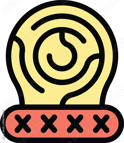 Brain with xs showing memory loss concept icon, outline style