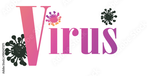  Coronavirus Virus cells on colorful background.