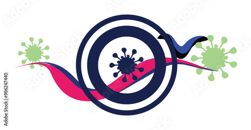  Coronavirus Virus cells on colorful background.