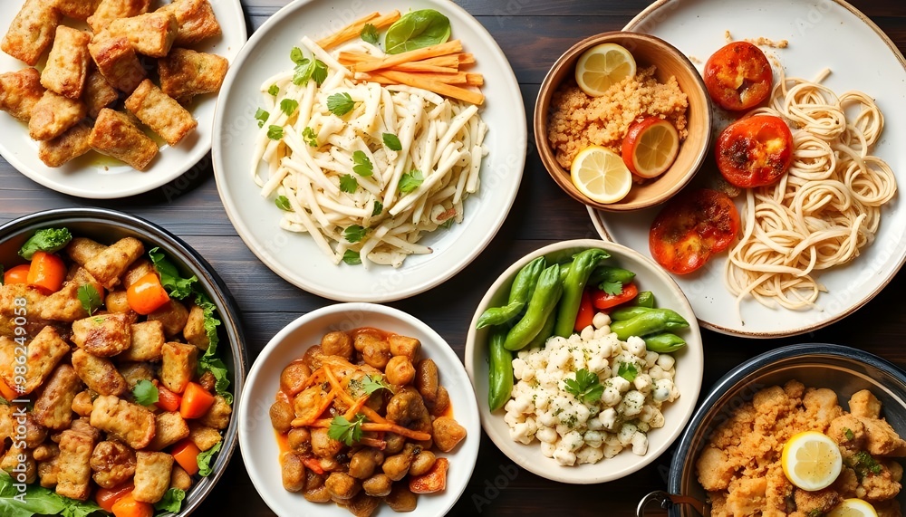 Assortment of healthy food dishes Assortment of healthy food dishes