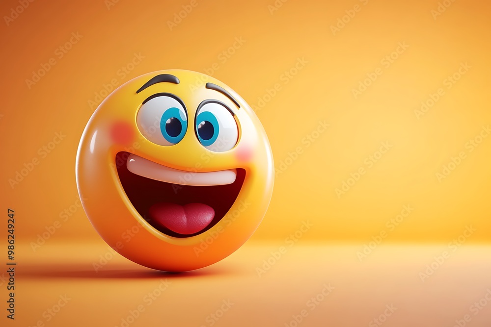 Fototapeta premium Smiling Emoji on Orange Background