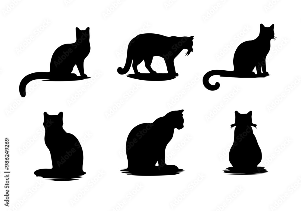 Set of cat silhouette - vector illustration Set of cat silhouette - vector illustration