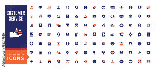 Customer service color icon set. assistance, experience, feedback, customer satisfied, operator and technical support icons. Solid colorful icon collection.