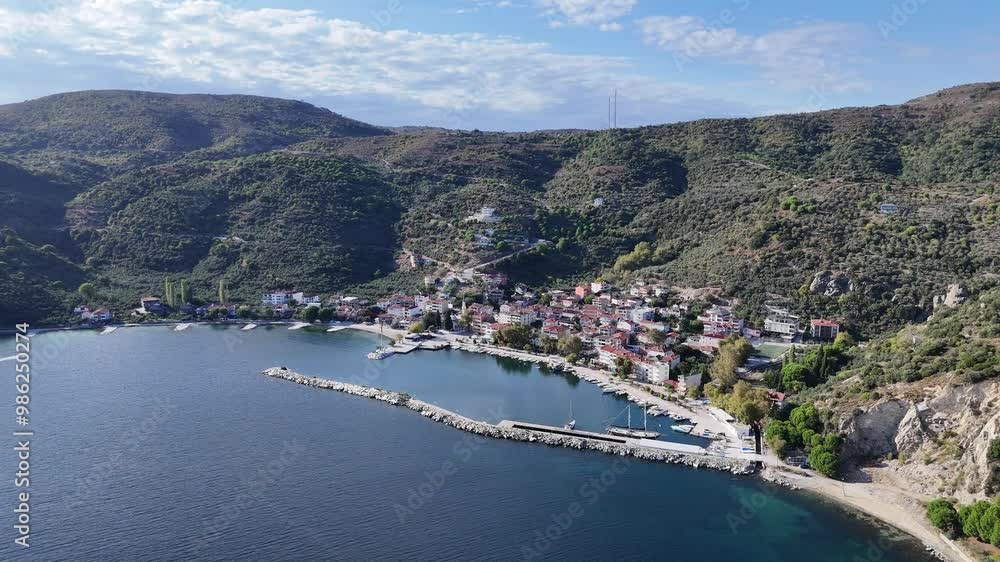 Asmali Village view from sea in Marmara Island of Turkey. Aerial view of Marmara island Cinarli , Turkey. Marmara island view from sea in Turkey. Asmali Village view from sea in Marmara Island of Turkey. Aerial view of Marmara island Cinarli , Turkey. Marmara island view from sea in Turkey.