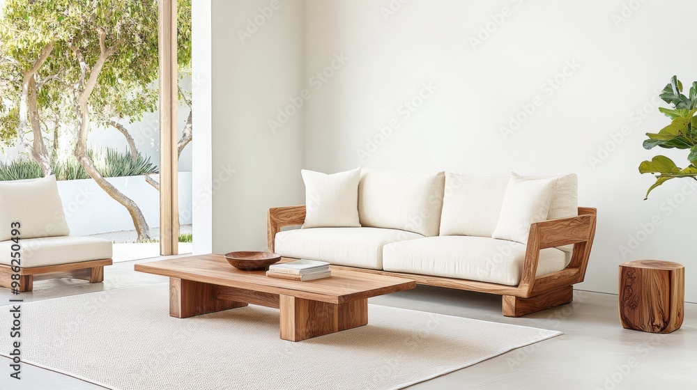 Fototapeta premium Modern Minimalist Living Room with Natural Elements