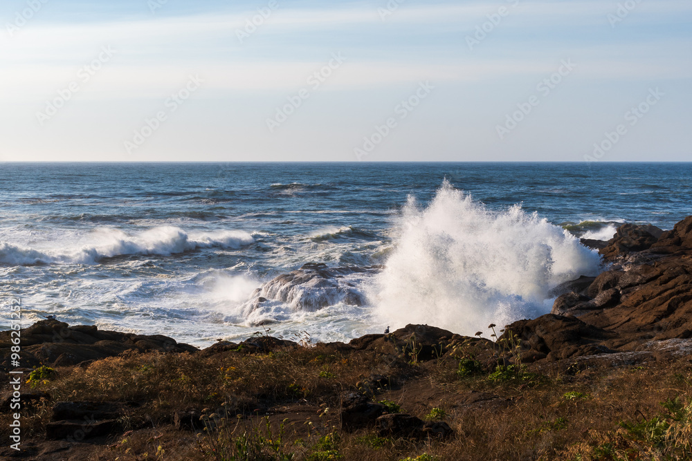 Waves Crashing on Rocks, Boiler Bay State Park, Oregon Coast Waves Crashing on Rocks, Boiler Bay State Park, Oregon Coast