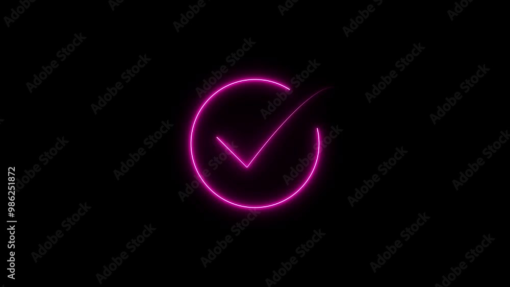 glowing neon color check mark animation icon confirm tick sign select correct accept circle ok sign animated on black background glowing neon color check mark animation icon confirm tick sign select correct accept circle ok sign animated on black background