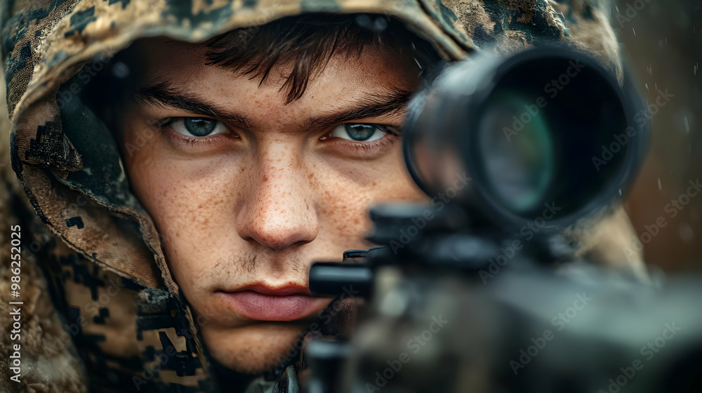 armed man in camouflage with sniper gun armed man in camouflage with sniper gun