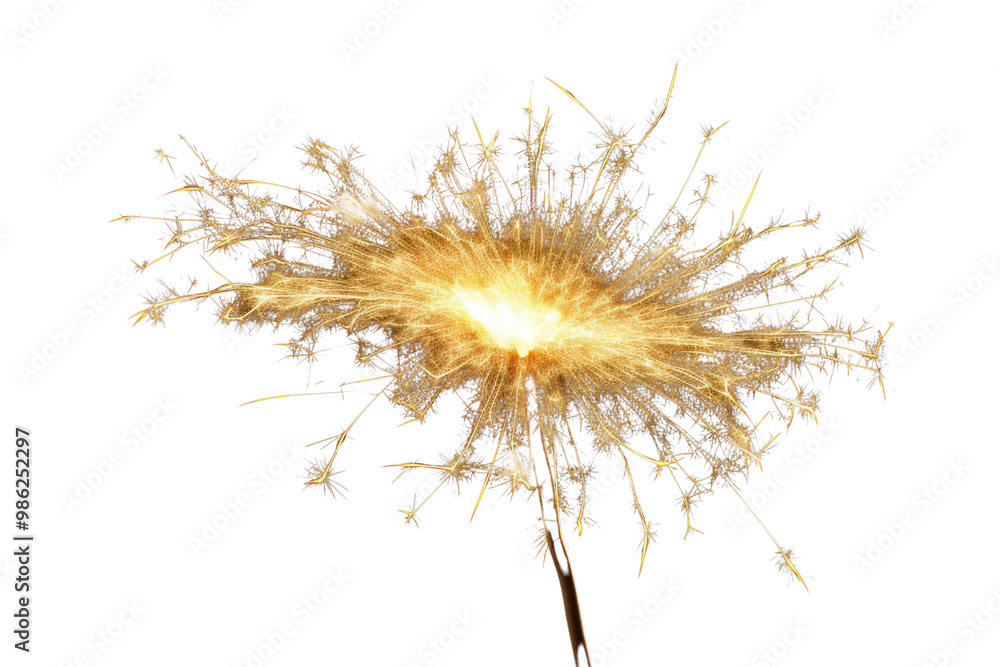 A brightly burning sparkler in full motion, with dynamic streaks of light and a flurry of sparkling trails, isolated on white background A brightly burning sparkler in full motion, with dynamic streaks of light and a flurry of sparkling trails, isolated on white background