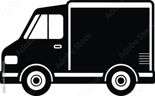 
Delivery truck silhouette vector, Fast shipping delivery truck icon