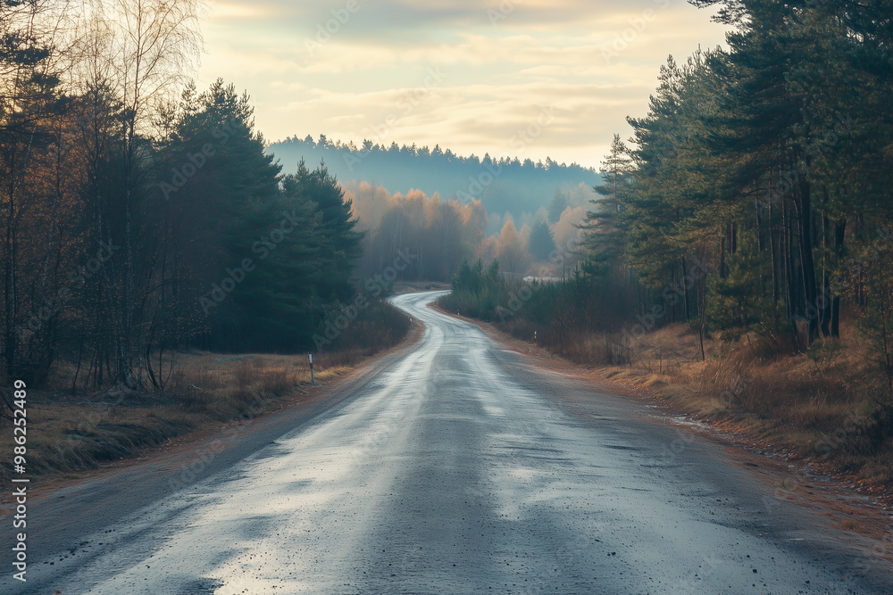 Empty road in the middle of the outdoor rural forest Empty road in the middle of the outdoor rural forest