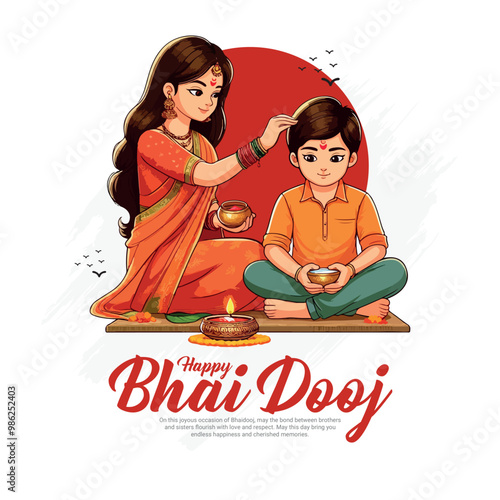 Happy Bhai Dooj And Happy Bhai Beej Brother Sister Celebration social media post banner template