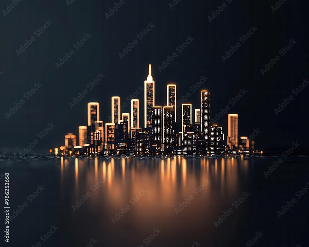 Fototapeta premium Financial bar graphs turning into global city skylines, stock exchange, urban finance