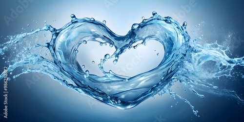 Particle flow forming heart shape in water with mesmerizing dance of swirling ripple and splash, particle, flow, heart, shape