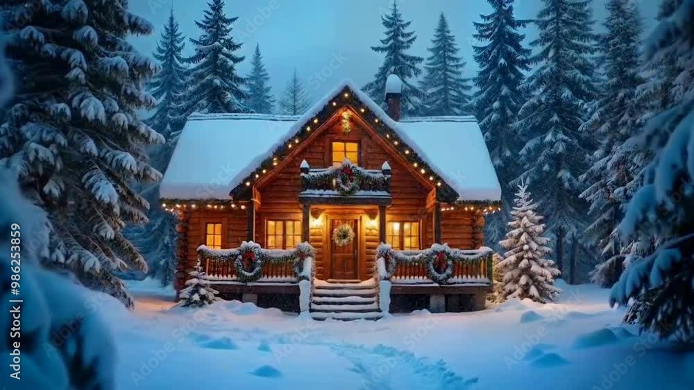 Christmas house in the forest video Christmas house in the forest video