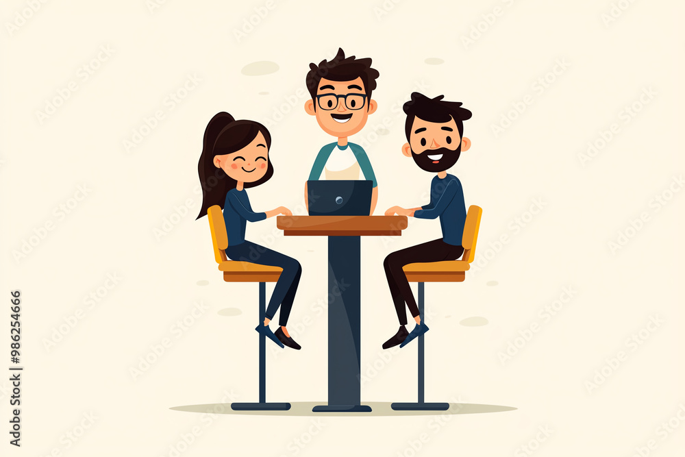 High output team working efficiently, flat design illustration High output team working efficiently, flat design illustration
