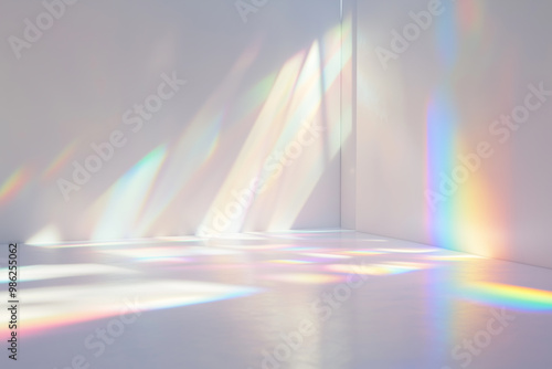 background. Prism reflecting colorful light background wall
