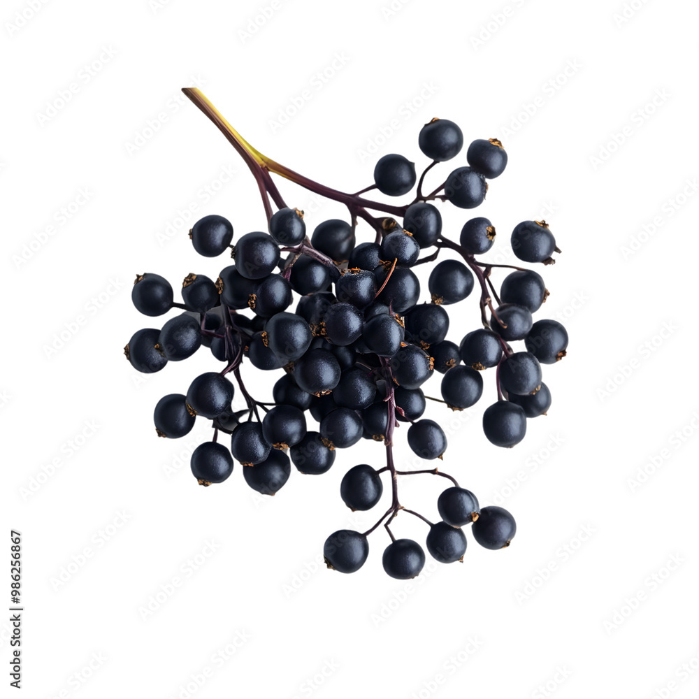 Elderberry cluster on transparent background: natural botanical beauty Elderberry cluster on transparent background: natural botanical beauty