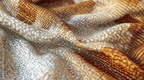 Abstract Brown and White Fabric Texture with Geometric Pattern