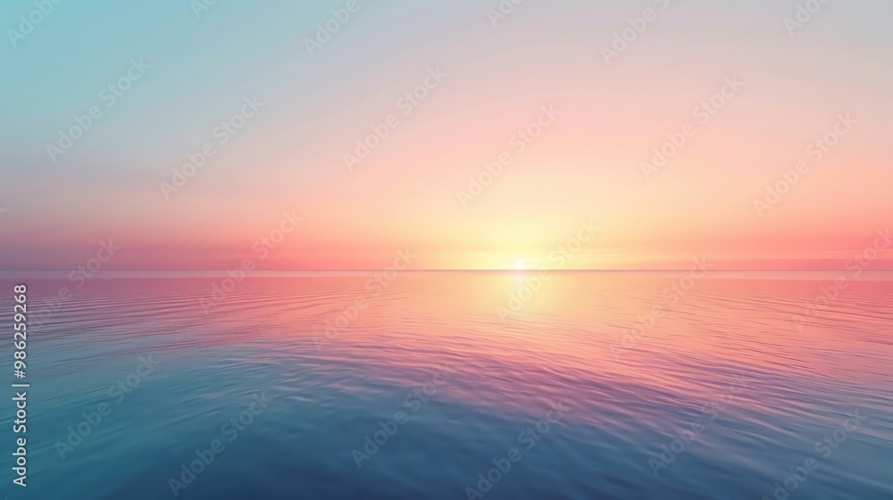 Stunning serene ocean view at sunrise with soft pastel colors reflecting on calm water. Perfect for tranquil backgrounds. Stunning serene ocean view at sunrise with soft pastel colors reflecting on calm water. Perfect for tranquil backgrounds.