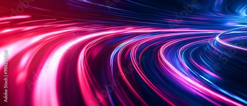 abstract glow blue and purple curved light lines background