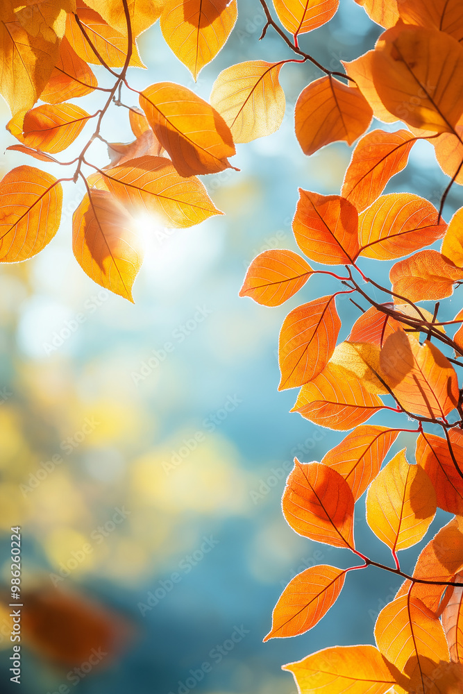 Colorful autumn leaves with sunlight shining through Colorful autumn leaves with sunlight shining through