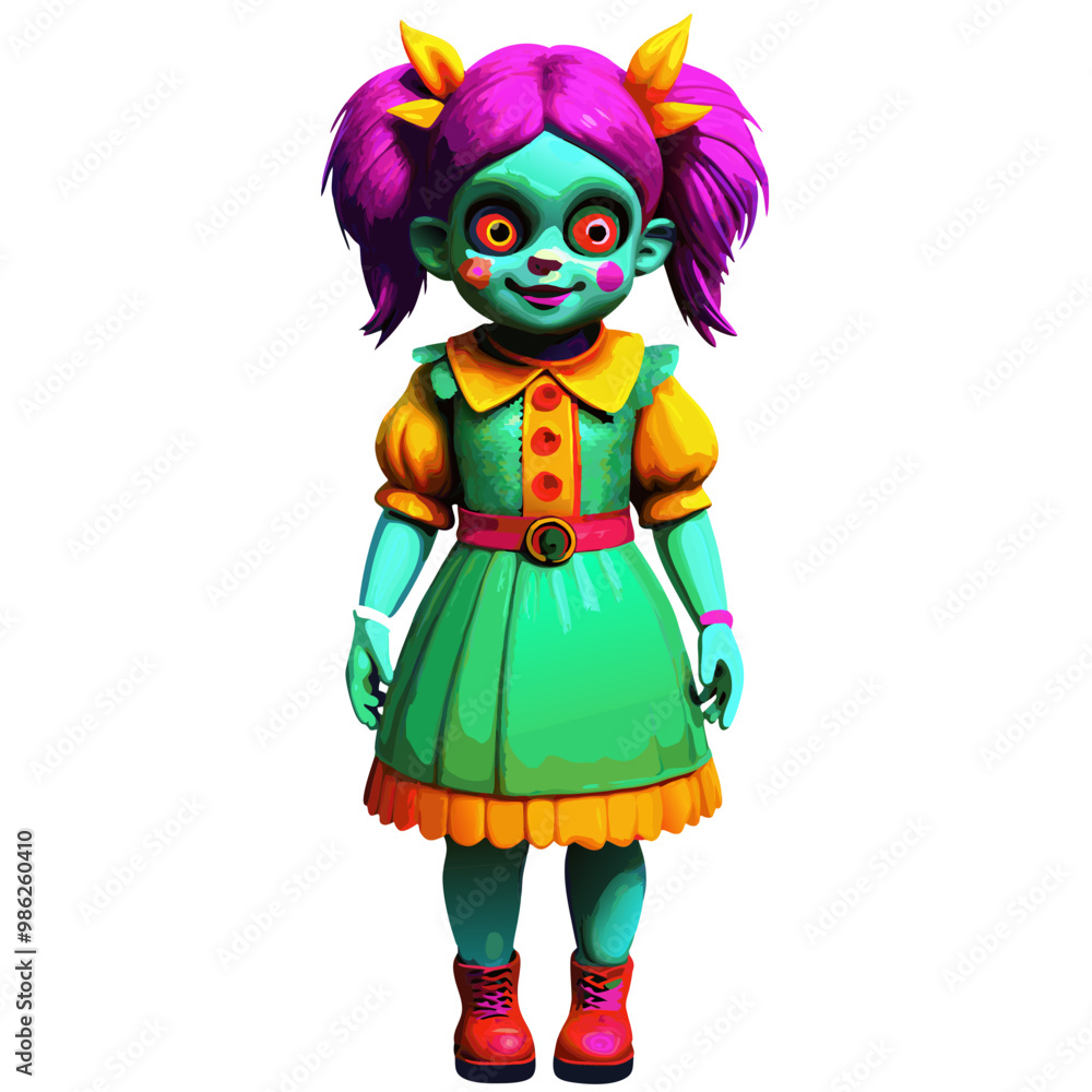 Colorful Creepy Doll in Halloween Fantasy Style Colorful Creepy Doll in Halloween Fantasy Style