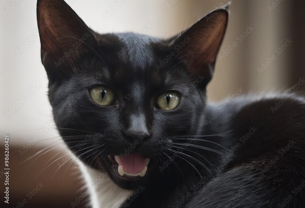 A sleek, black cat with striking yellow eyes is standing on a stone ledge A sleek, black cat with striking yellow eyes is standing on a stone ledge