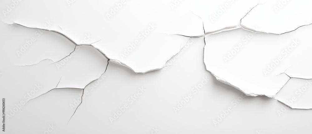 A white wall with cracks and holes in it A white wall with cracks and holes in it