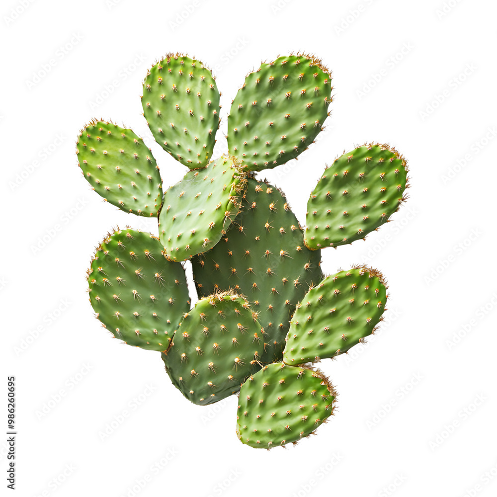 Prickly pear cactus on transparent background: nature's resilient beauty Prickly pear cactus on transparent background: nature's resilient beauty