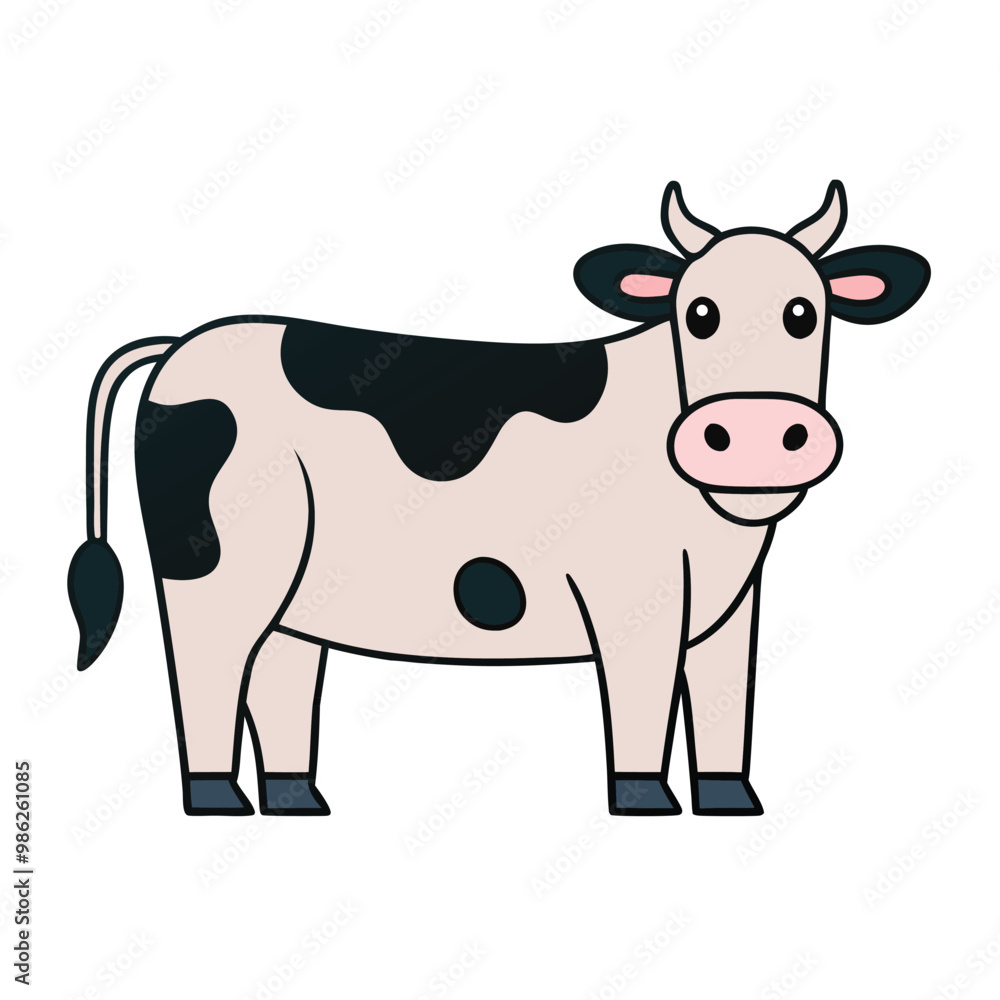 Charming flat cartoon cow in soft colors, featuring bold shapes and a modern minimalist design. Charming flat cartoon cow in soft colors, featuring bold shapes and a modern minimalist design.
