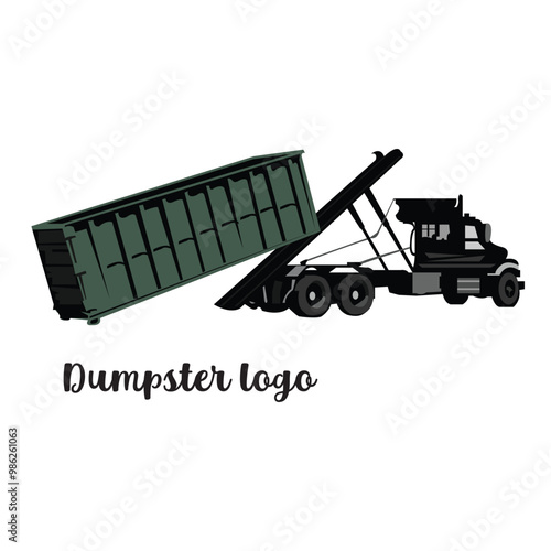 Dumpster logo design, illustration vector of dumpster, hauling service, junk removal services, dumpster logo