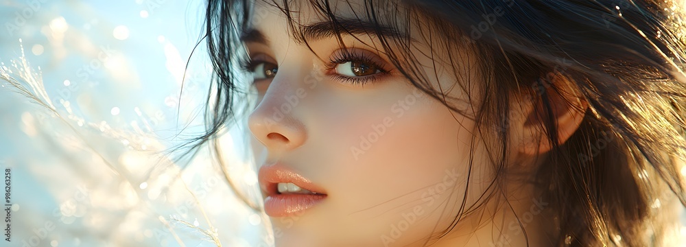 Silhouette of serenity. Face of a young beautiful girl with well-groomed skin. Copy space. Silhouette of serenity. Face of a young beautiful girl with well-groomed skin. Copy space.