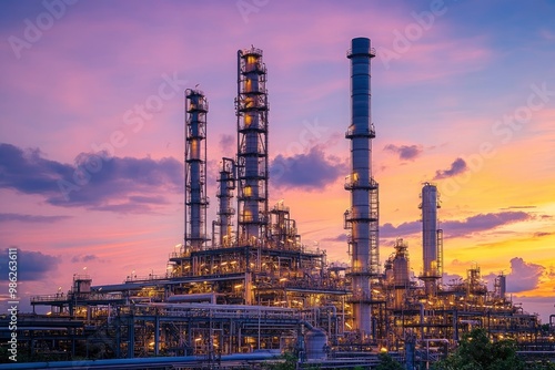Wallpaper Mural Refinery plant at twilight, petrochemical industrial plant with sky background with generative ai Torontodigital.ca